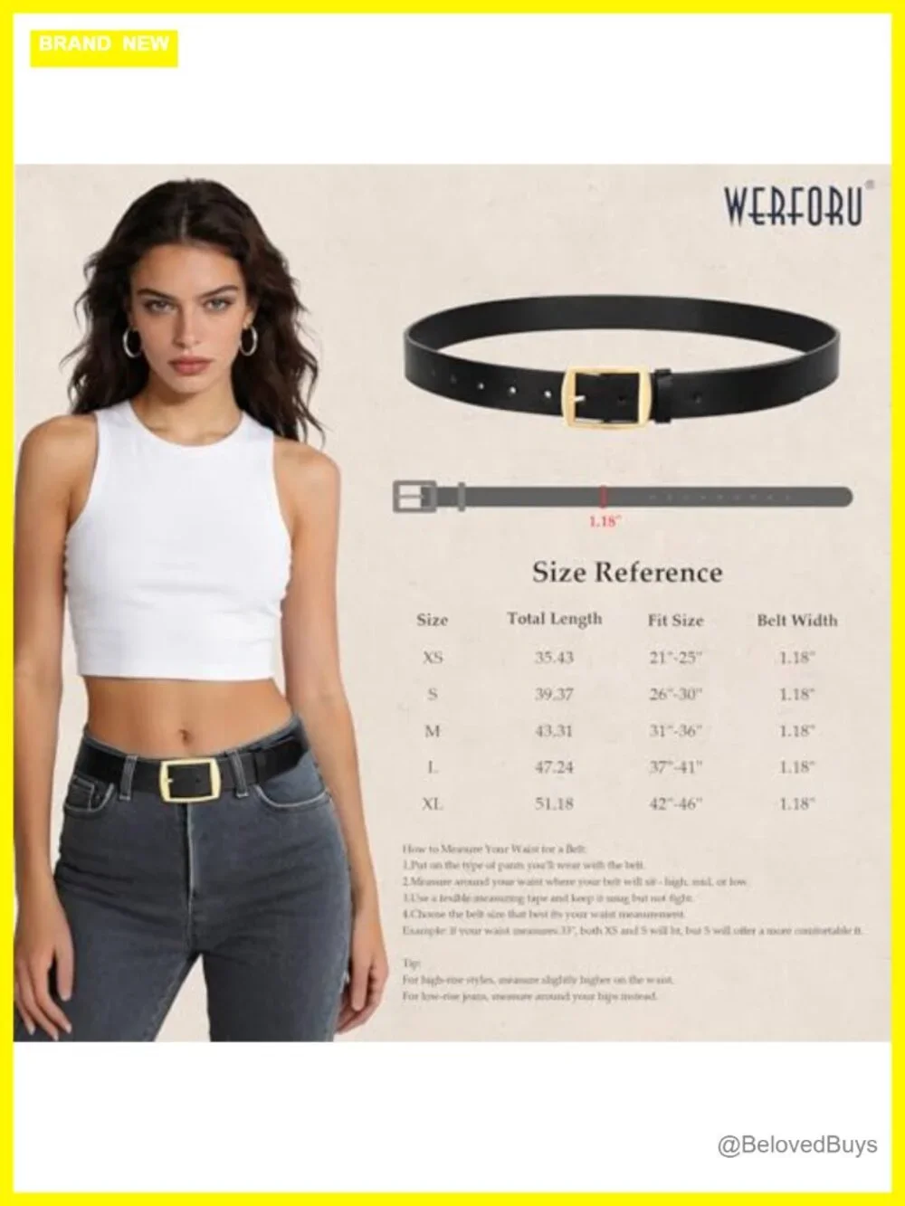 Women's PU Leather Belts with Gold Pin Buckle, 2 Pack Fashion Waistbands for